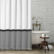 Seasonwood Black and White Tassel Shower Curtain Striped Shower Curtain with Tassels for Bathroom Decor,Heavy Weighted 72-Inch Strip Bathroom Curtains with 12 pcs Hooks,72 "x 72"