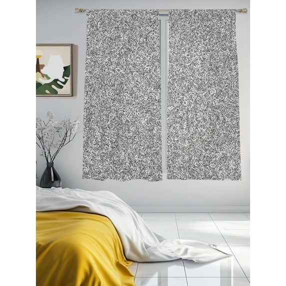 Black White Texture Sheer Curtains 63 inches Long 2 Panels Set Abstract Modern Tiers Sheers Rod Pocket Small Window Short Curtains for Kitchen Cafe, Each 52" W x 63" L