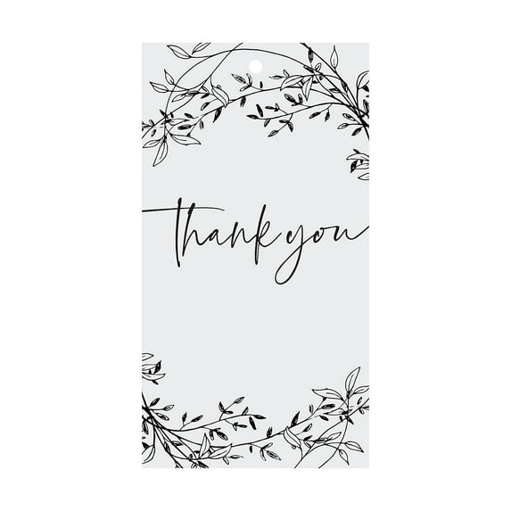 Black & White Thank You Gift Tags - 24 pieces