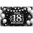 thumbnail image 1 of Black and White Theme Happy Birthday Banner Decorative Balloons 18th Birthday Banner Polyester Material Milestone Celebration for Birthday Party Teen Celebration Indoor Decoration, 1 of 7