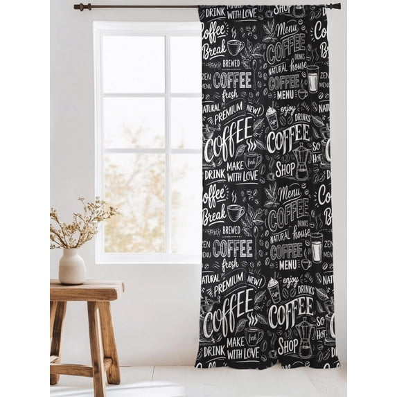 Black White Theme Sheer Curtains 84 Inch Long 1 Panel Modern Bread ...