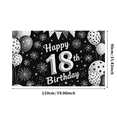 thumbnail image 1 of Black and White Themed 18th Birthday Banner with Balloon Firework Star Elements Party Decoration Backdrop for Birthday Party Photography Props Decorations Supplies, 1 of 7