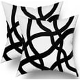 thumbnail image 1 of Black and White Throw Pillow Covers 18x18 Set of 2 Bohemian Minimalist Abstract Line Geometric Decorative Pillows Boho Design Modern Art Pillowcase Cotton Square Cushion Couch Sofa Bed, 1 of 6