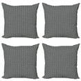 thumbnail image 1 of Black and White Throw Pillow Cushion Case Pack of 4, Blooming Flowers with Oriental Swirls and Curves Monochrome, Modern Accent Double-Sided Print, 4 Sizes, Black and White, by Ambesonne, 1 of 2