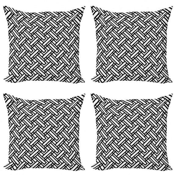 Ambesonne Black and White Throw Pillow Cover 4 Pack, Stripes Pattern, 20", Black White