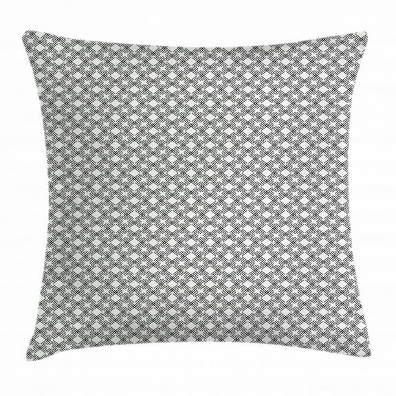 Black and White Throw Pillow Cushion Cover, Monochrome Diagonal Stripes Arrangement Geometric Abstract Composition, Decorative Square Accent Pillow Case, 24 X 24 Inches, Black and White, by Ambesonne