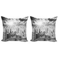 thumbnail image 1 of Ambesonne Black and White Throw Pillow Cover 2 Pack, Aerial Montreal, 24", Black White Grey, 1 of 2