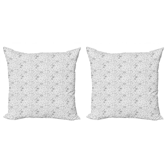 Ambesonne Black and White Throw Pillow Cover 2 Pack, Flowers Paisleys, 24", Black White
