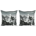 thumbnail image 1 of Ambesonne Black and White Throw Pillow Cover 2 Pack, Mountain Peaks, 24", Black White Grey, 1 of 2