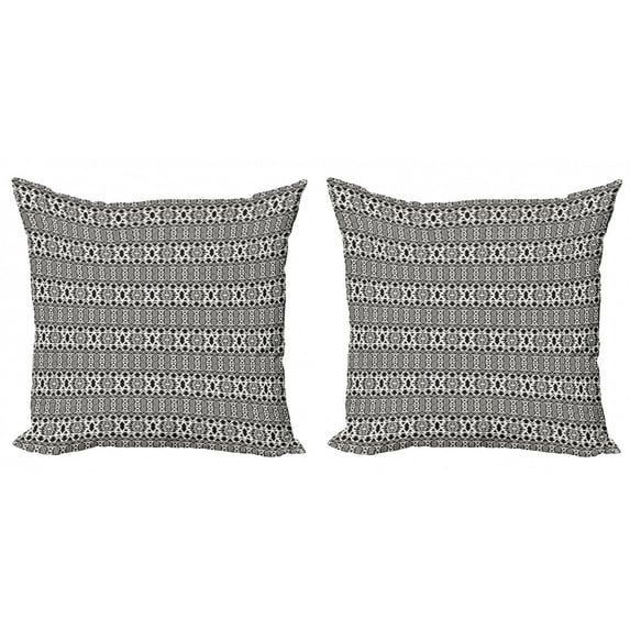 Ambesonne Black and White Throw Pillow Cover 2 Pack, Folk Mexican, 16", Black White