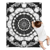 Black White Tie Dye Mandala Pattern Blanket,Comfortable Soft Flannel Throw Blanket,All Season,Warm Lightweight Blankets for Sofa Bed Couch Living Room Chair,30"x40"