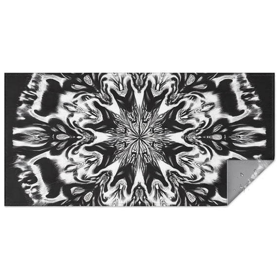 Black White Tie Dye Mandala Pattern Rectangle Tablecloth 60"x120",Waterproof Polyester Rectangle Table Cloth, Wipeable Spillproof Polyester Tablecloth for Dining, Camping, Indoor and Outdoor