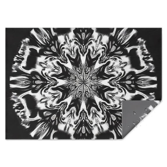 Black White Tie Dye Mandala Pattern Rectangle Tablecloth 60"x84",Waterproof Polyester Rectangle Table Cloth, Wipeable Spillproof Polyester Tablecloth for Dining, Camping, Indoor and Outdoor