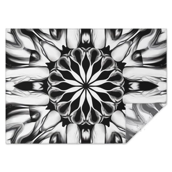 Black White Tie Dye Mandala Pattern Rectangle Tablecloth 60"x84",Waterproof Polyester Rectangle Table Cloth, Wipeable Spillproof Polyester Tablecloth for Dining, Camping, Indoor and Outdoor