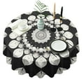 thumbnail image 1 of Black White Tie Dye Mandala Pattern Round Tablecloth 60"x60",Wrinkle Wipeable Table Cloth for Kitchen Dining Room Picnic Patio Party, 1 of 6