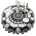 thumbnail image 1 of Black White Tie Dye Mandala Pattern Round Tablecloth 60"x60",Wrinkle Wipeable Table Cloth for Kitchen Dining Room Picnic Patio Party, 1 of 6