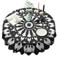 thumbnail image 1 of Black White Tie Dye Mandala Pattern Round Tablecloth 60"x60",Wrinkle Wipeable Table Cloth for Kitchen Dining Room Picnic Patio Party, 1 of 6