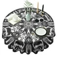thumbnail image 1 of Black White Tie Dye Mandala Pattern Round Tablecloth 60"x60",Wrinkle Wipeable Table Cloth for Kitchen Dining Room Picnic Patio Party, 1 of 6