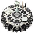 thumbnail image 1 of Black White Tie Dye Mandala Pattern Round Tablecloth 60"x60",Wrinkle Wipeable Table Cloth for Kitchen Dining Room Picnic Patio Party, 1 of 6