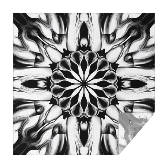 Black White Tie Dye Mandala Pattern Square Tablecloth,Waterproof Square Table Cover,Wipeable Spillproof Washable Table Cover for Home Kitchen Party Decor 42"X42"(107x107cm)