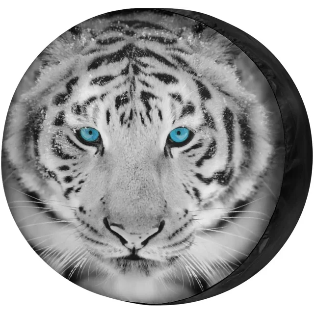 Black & White Tiger Spare Tire Cover DustProof Wheel Tire Cover Fit