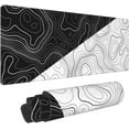 thumbnail image 1 of Black and White Topographic Contour Mouse Pad 31.5x11.8 XL Minimalist Cool Design Extended Mousepad Large Keyboard Mouse Mat Desk Pad with Non-Slip Rubber Base Stitched Edges for Home Office Game, 1 of 6