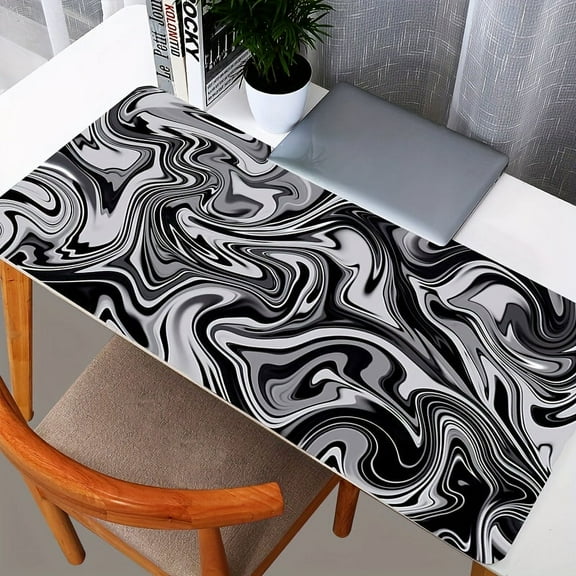 Black And White Topographic Map Seamless Large Mouse Pad Office Computer Gaming Accessories Rubber Lock Edge Keyboard Mat Mousepad Laptop Non Slip Gamer Cabinet Desk Mat