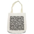 thumbnail image 1 of Black and White Tote Bag, Chaotic Chevron Herringbone Pattern with Short Lines Modern Grid, Cloth Linen Reusable Bag for Shopping Books Beach and More, 16.5" X 14", Cream, by Ambesonne, 1 of 2