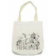 thumbnail image 1 of Black and White Tote Bag, Small Large Blooming Flowers with Butterflies and Bees Creatures Nature, Cloth Linen Reusable Bag for Shopping Books Beach and More, 16.5" X 14", Cream, by Ambesonne, 1 of 2