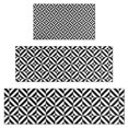 thumbnail image 1 of Black White Triangle Checkered Pattern Kitchen Rugs Sets Of 3,Kitchen Runner Rugs Non Skid Washable,Decorative Kitchen Floor Mats for Kitchen,Sink,Laundry,17"x30"+ 17"x47" + 17"x59", 1 of 6
