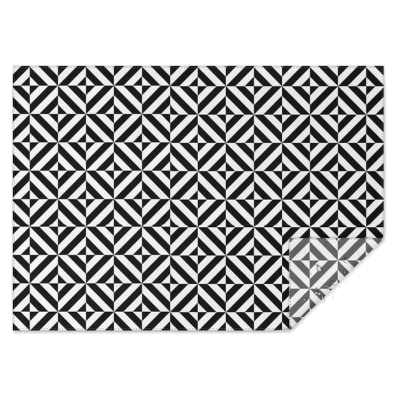 Black White Triangle Checkered Pattern Rectangle Tablecloth 60"x84",Waterproof Polyester Rectangle Table Cloth, Wipeable Spillproof Polyester Tablecloth for Dining, Camping, Indoor and Outdoor