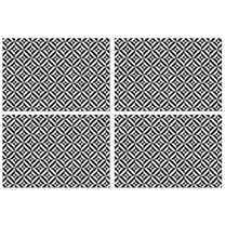 Black White Triangle Checkered Pattern Summer Placemats Table Placemats Set Of 4-Linen Kitchen Washable Placemats Table Mats 11.8"x17.7" Non-Slip Heat Resistant