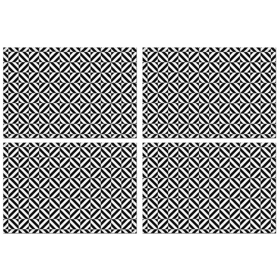 Black White Triangle Checkered Pattern Summer Placemats Table Placemats Set Of 4-Linen Kitchen Washable Placemats Table Mats 11.8"x17.7" Non-Slip Heat Resistant