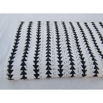 Black and White Triangle Kantha Quilt HandBlock Print Kantha Throw Indian Kantha Cotton Light Weight Quilt Summer Bedspread Quilt A And E Textiles House