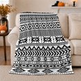 thumbnail image 1 of Black White Tribal Geometric, Cozy Friendship Quote Scene, Warm Flannel Blanket for Living Room and Reading Nook, Art Lovers Thanksgiving Gift, Artistic Home Decor, 1 of 9