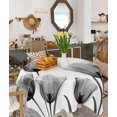 thumbnail image 1 of Black White Tulip Tablecloth Square Table Cloth 60x60 , Waterproof Tablecloth Outdoor Table Cloth, Spring Greyscale Leaf Flower Plant Washable Table Cover for Kitchen Dining Party, 1 of 8