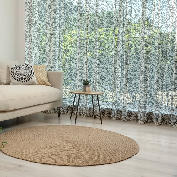 Black and White Tulle Curtains with Rod Pocket, Floral Composition Doodle Style Foliage Sketch Abstract Feminine Theme, Sheer Drape for Wedding Party 2 Panels, 7 Sizes, Black White, by Ambesonne