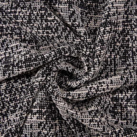 Black White Tweed Knit Fabric, 300GSM Heavy Weight Textile, 160CM Wide Rayon Polyester Blend, Double-Sided for DIY Coat, Skirt, Bag, Apparel & Home Decor