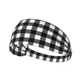 thumbnail image 1 of Black White Twill Stripe Plaid Headbands for Women Men, Workout Elastic Sweat Band for Yoga Running Cycling Gym Exercise Non Slip Head Bands for Women's Hair, 1 of 5