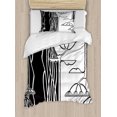 thumbnail image 1 of Black and White Twin Size Duvet Cover Set, Abstract Fennel Plants with Seeds Monochrome Garden Condiment Ornament, Decorative 2 Piece Bedding Set with 1 Pillow Sham, Black White, by Ambesonne, 1 of 3