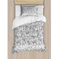 thumbnail image 1 of Black and White Twin Size Duvet Cover Set, Romantic Nature Symbols in Sketch Art Style Monochromatic Rose Bouquet, Decorative 2 Piece Bedding Set with 1 Pillow Sham, Black White, by Ambesonne, 1 of 3