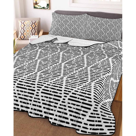 Black White Twin XL Size Down Alternative Comforter, Lightweight Comforter Quilt Bedding Set with Pillow Shams Modern Abstract Art Farmhouse All Seasons Bed Comforter Duvet Insert 68"x98"