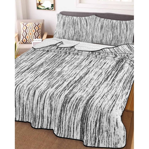 Black and White Twin XL Size Down Alternative Comforter, Lightweight Comforter Quilt Bedding Set with Pillow Shams Modern Striped Geometric Abstract Art All Seasons Bed Comforter Duvet Insert 68"x98"