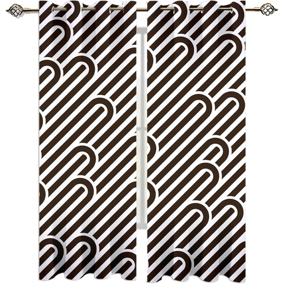 Black and White Twisted Stripes Blackout Curtains, Abstract Medieval Geometric Lines Window Curtain Set of 2 Panels, Noise Reducing Drapes for Living Room Bedroom Office-42"W x 45"L (Pack of 2)