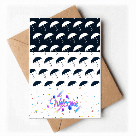 Black White Umbrella Rain Weather Welcome Back Greeting Cards Envelopes Blank