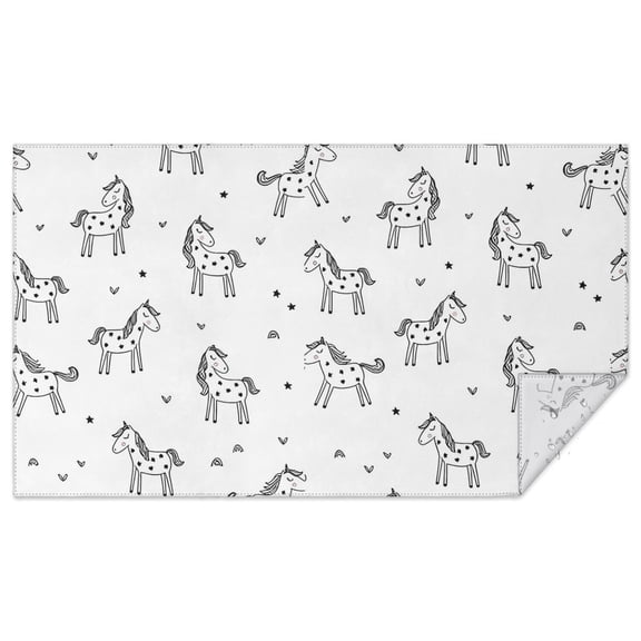 Black and White Unicorn Rectangle Tablecloth 60"x102",Waterproof Polyester Rectangle Table Cloth, Wipeable Spillproof Polyester Tablecloth for Dining, Camping, Indoor and Outdoor