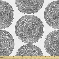 Ambesonne Black and White Fabric by the Yard Upholstery, Doodle Art Circles, 1 Yard, Black White