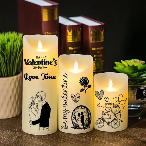 Black White Valentines Day Temporary Tattoos Valentine's Day Birthday Party Candle Water Sticker Waterproof Valentines Decal Tattoo Stickers for Women Candle Decoration Light Water Sticker
