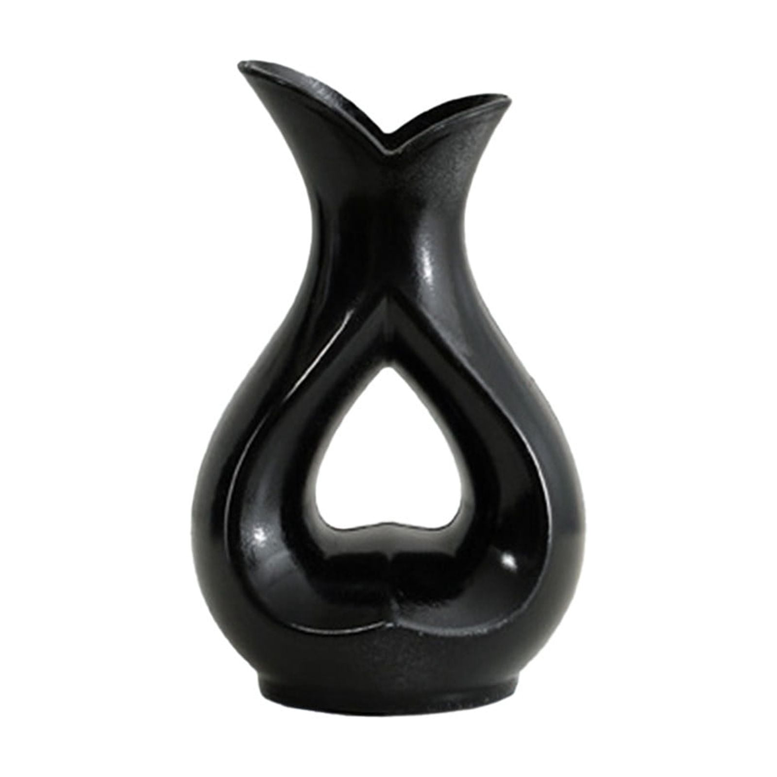 Black and White Vase Heart Shape Ceramic Vase Set of 2,Modern Hollow ...