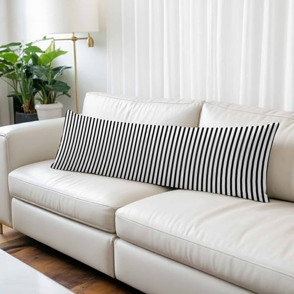 Black White Vertical Striped Body Pillow Cover, Pillowcase Protectors with Zipper, Breathable Decorative Throw Pillow Case Cover, Farmhouse Thin Line Stripes Pillow Shams for Couch Sofa 20x60Inch